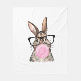 Couverture Polaire Cute Bunny Glasses Bubblegum Easter Day Girls Kids