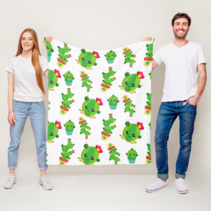 Couverture Polaire Cute Cactus, Green Cactus, Motif Cactus
