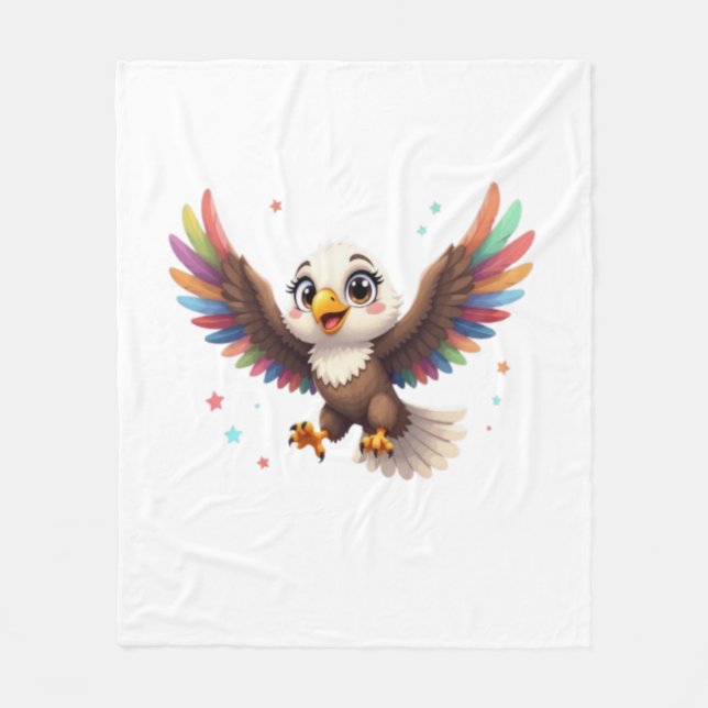 Couverture Polaire Cute Cartoon Eagle Flying – Friendly Vector Art (Devant)