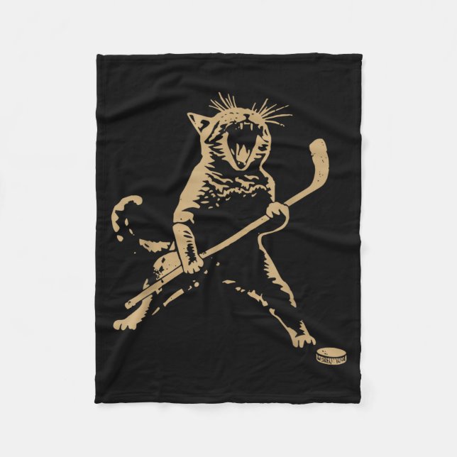 Couverture Polaire Cute Cat Playing Ice Hockey Lover Player Funny  (Devant)
