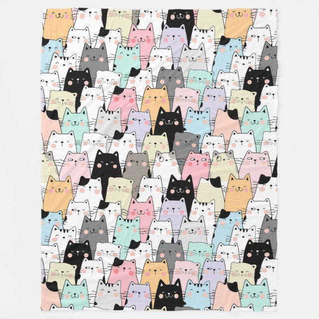 Couverture Polaire Cute Cats Blanche polaire (Devant)