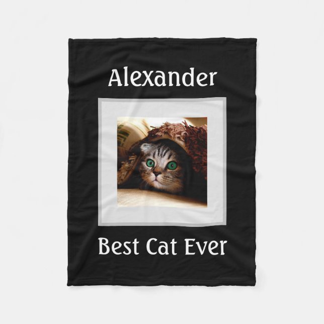 Couverture Polaire Cute Chat Personnalisé Animaux de compagnie Nom Ph (Devant)