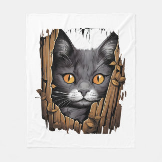 Couverture Polaire Cute chaton regarde du tissu déchiré - Chats T-shi