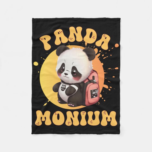 Couverture Polaire Cute Chibi Kawaii Panda Name School Year On Back B (Devant)