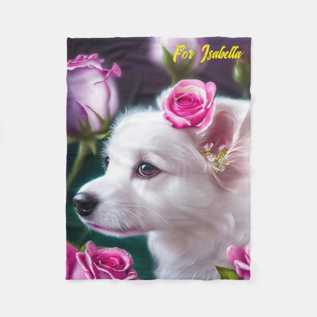 Couverture Polaire Cute Chien Et Collection Rose (Devant)