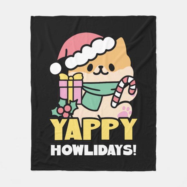 Couverture Polaire Cute Christmas Dog - Yappy Howlidays  (Devant)