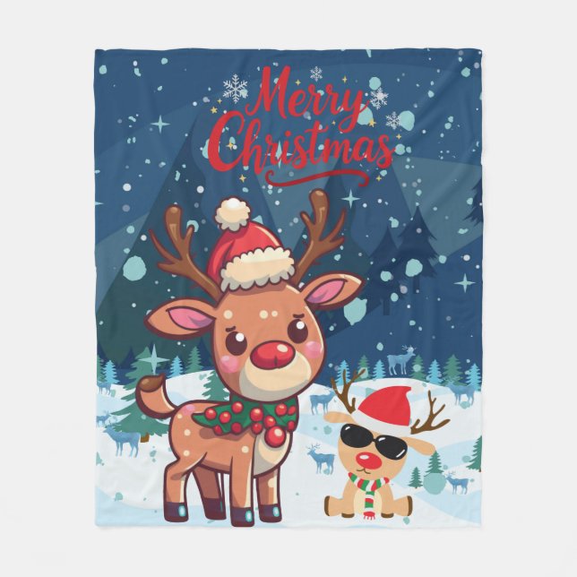 Couverture Polaire Cute Christmas Reindeer Kids Blanket (Devant)