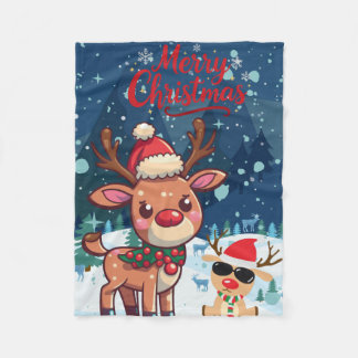Couverture Polaire Cute Christmas Reindeer Kids Blanket