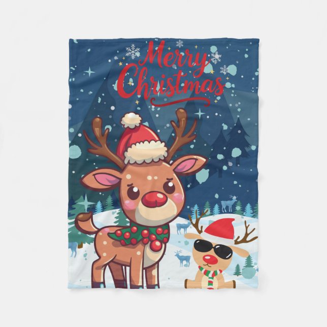 Couverture Polaire Cute Christmas Reindeer Kids Blanket (Devant)