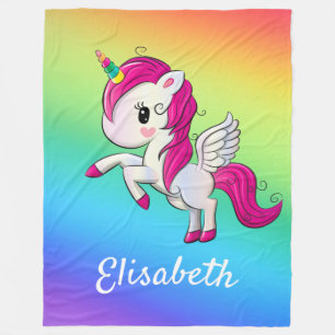 Couverture Polaire Cute Colorful Magique Unicorn Rainbow Kids Nom