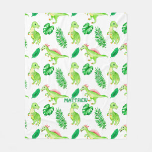 Couverture Polaire Cute Colorful Watercolor Pattern Jungle Dinosaur