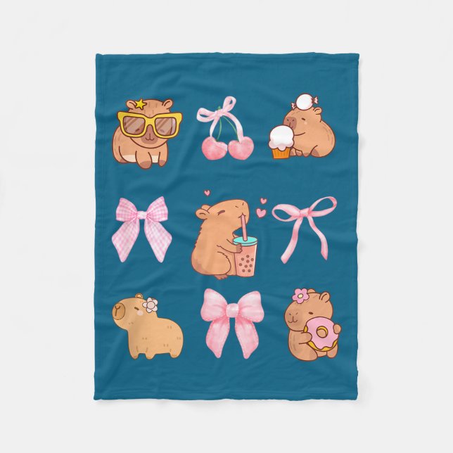 Couverture Polaire Cute Coquette Bow Capybara Pajamas Pjs Clothes Gir (Devant)