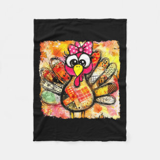Couverture Polaire Cute Coquette Bow Patchwork Autumn Fall Thanksgivi
