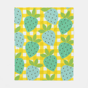 Couverture Polaire Cute Cottagecore Vintage Fraise Jaune