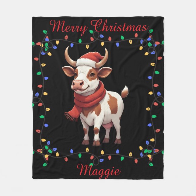 Couverture Polaire Cute Cow Fleece Blanche (Devant)