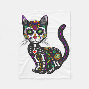 Couverture Polaire Cute Crâne Sucre Mexicaine Chat Halloween Jour De
