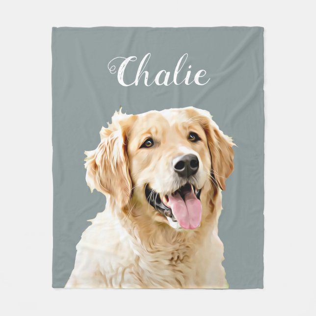 Couverture Polaire Cute Custom Golden Retriever Chien Personnalisé (Devant)