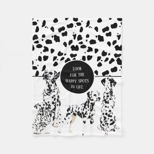 Couverture Polaire Cute Dalmatiens Noir & Blanc Zones Joyeuses (Devant)
