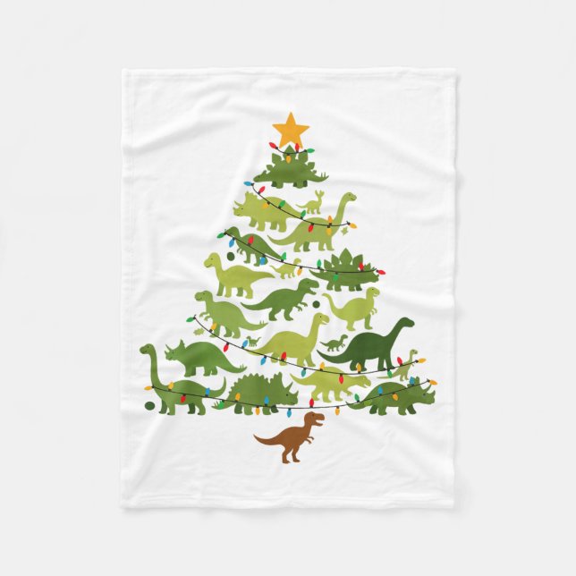 Couverture Polaire Cute Dino Christmas Tree Merry Dinomas Xmas Lights (Devant)