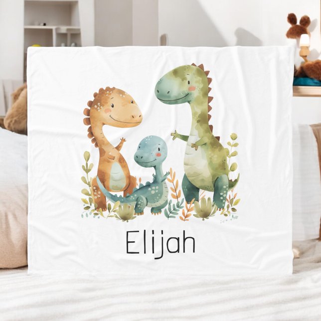 Couverture Polaire Cute Dinosaur Famille Enfants Personnalisés (Créateur téléchargé)