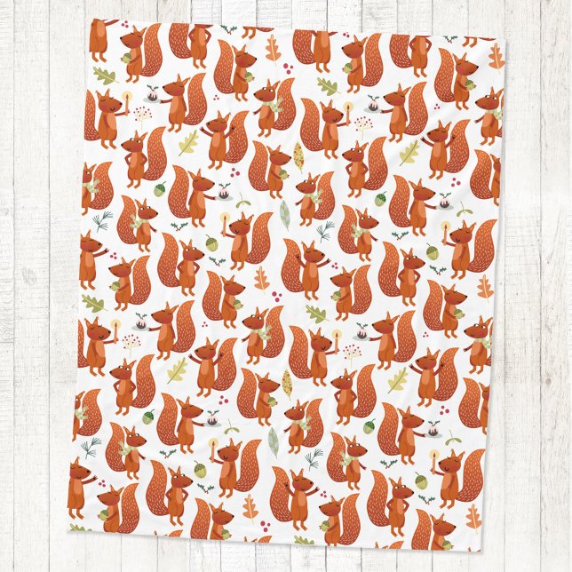Couverture Polaire Cute écureuil (Fun red squirrel pattern fleece blanket by Nic Squirrell)