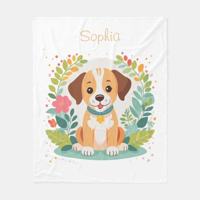 Couverture Polaire Cute Floral Dog Puppy  (Devant)