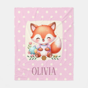Couverture Polaire Cute Fox Polka Point Elégant Personnalisé