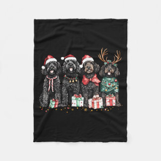 Couverture Polaire Cute Funny Reindeer Santa Black Goldendoodle Dogs 