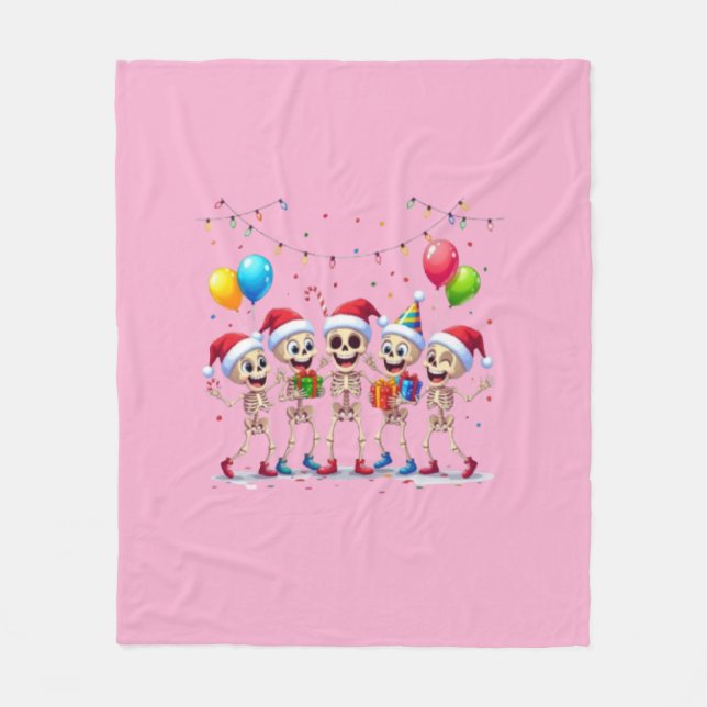 Couverture Polaire Cute Funny Skeletons Christmas & New Year Celebrat (Devant)