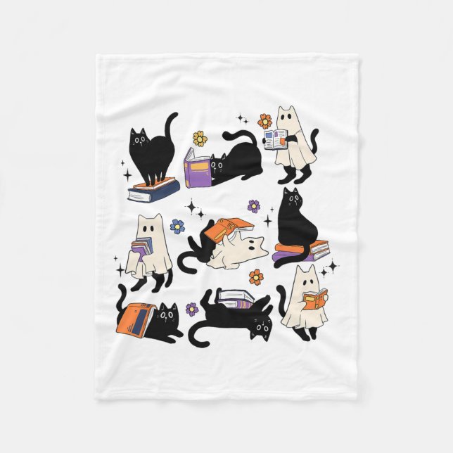 Couverture Polaire Cute Ghost Chat Lecture Livres Lover Bookish Hallo (Devant)
