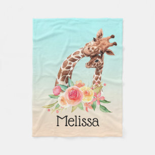 Couverture Polaire Cute Giraffe Aquarelle Maman & Bébé