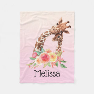 Couverture Polaire Cute Giraffe Aquarelle Maman & Bébé