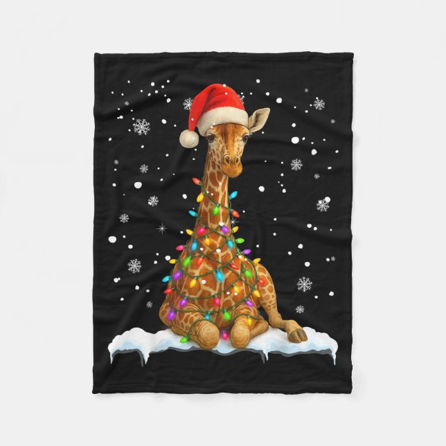 Couverture Polaire Cute Giraffe Christmas Light Funny Giraffe Lover X (Devant)
