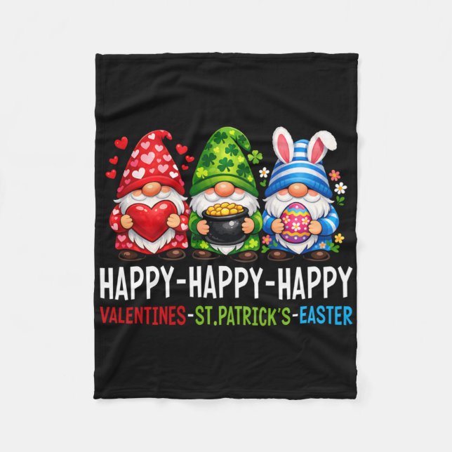 Couverture Polaire Cute Gnome Joyeuse Saint-Valentin Saint-Patrick Pâ (Devant)