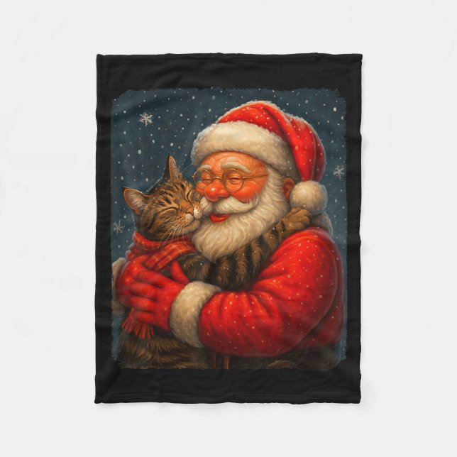 Couverture Polaire Cute Graphic Santa Hug Cat Christmas Xmas Women Me (Devant)