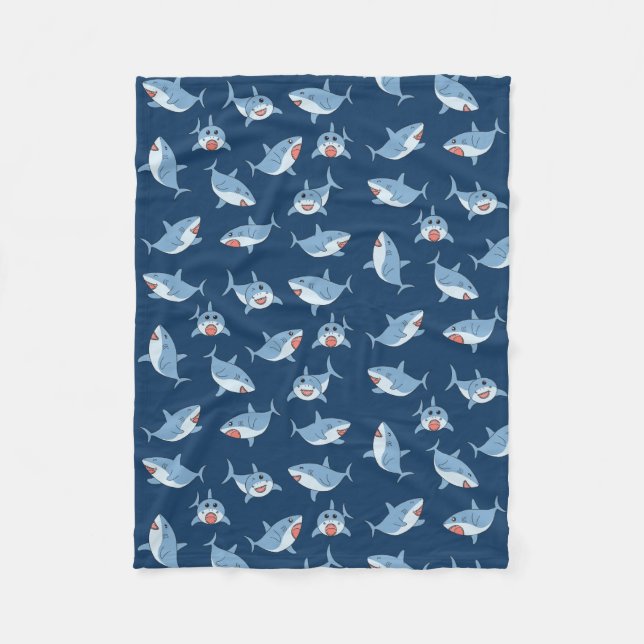 Couverture Polaire Cute Great White Sharks Motif Océan (Devant)