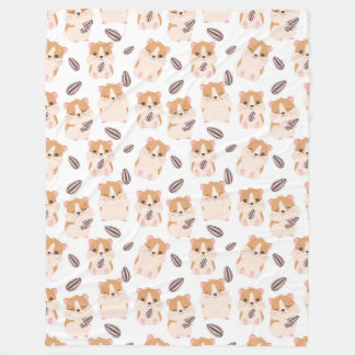 Couverture Polaire Cute Hamster Visage et Motif de semences