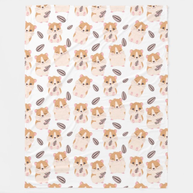 Couverture Polaire Cute Hamster Visage et Motif de semences (Devant)