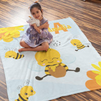 Cute Happy Bumble Bee with Flowers