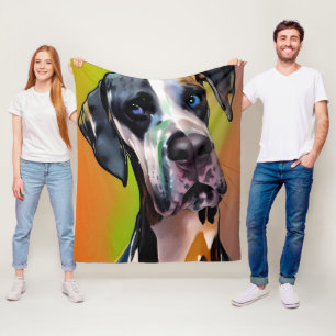 Couverture Polaire Cute Harlequin Great Dane