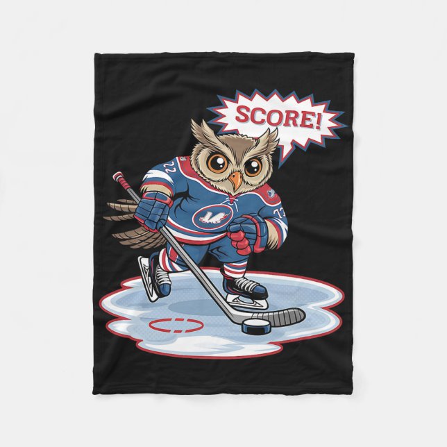 Couverture Polaire Cute Hockey Owl Fun Sport Art Design  (Devant)