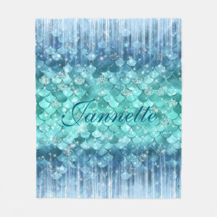 Couverture Polaire Cute Iridescente Turquoise Mermaid Faux Parties sc