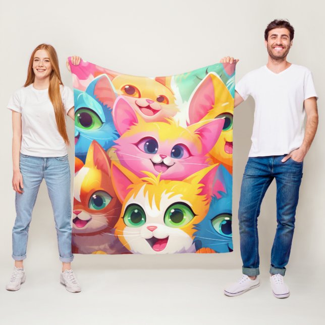 Couverture Polaire Cute Jouant Anime Kittens (En situation)
