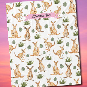 Couverture Polaire Cute Kangaroo Imprimer Amoureux des animaux Wallab