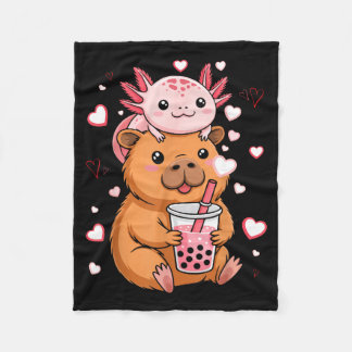Couverture Polaire Cute Kawaii Axolotl Capybara Bubble Tea Boys Girls