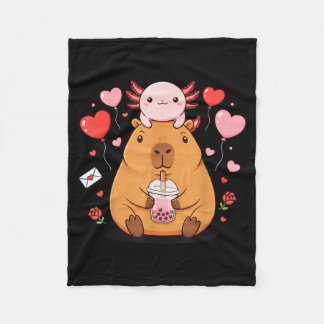 Couverture Polaire Cute Kawaii Axolotl Capybara Bubble Tea Boys Girls