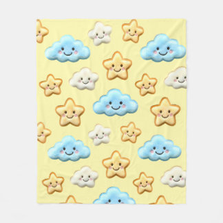 Couverture Polaire Cute Kawaii Happy Clouds & Stars Pattern Baby Nurs