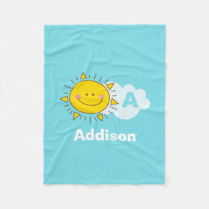 Couverture Polaire Cute Kawaii Happy Sunshine Monogram Add Your