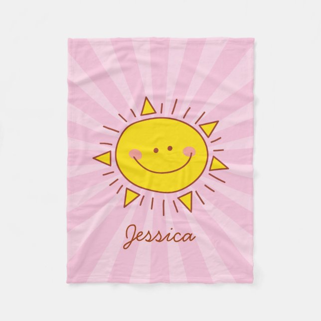 Couverture Polaire Cute Kawaii Joyeux Petit Rayon Soleil Doodle Enfan (Devant)