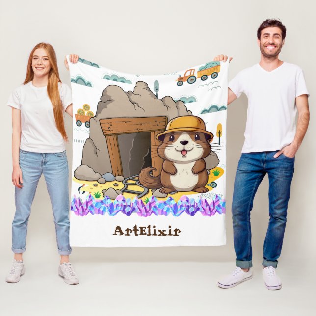 Couverture Polaire Cute Kawaii Miner Animal Gopher Moderne Imprimer (En situation)